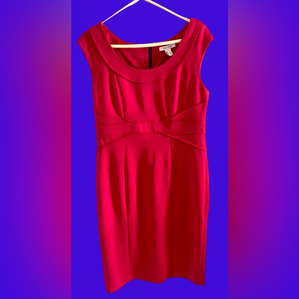 White House Black Market Slimming Gorgeous Red Dress Sz 14 EUC